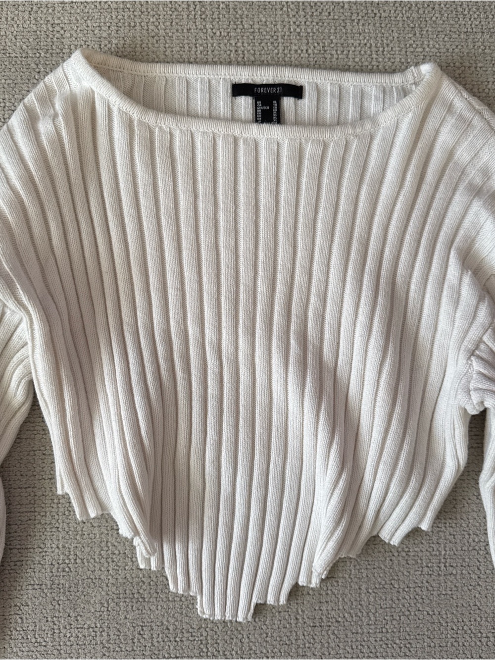Forever 21 Ribbed Scoop Neck Cream Sweater